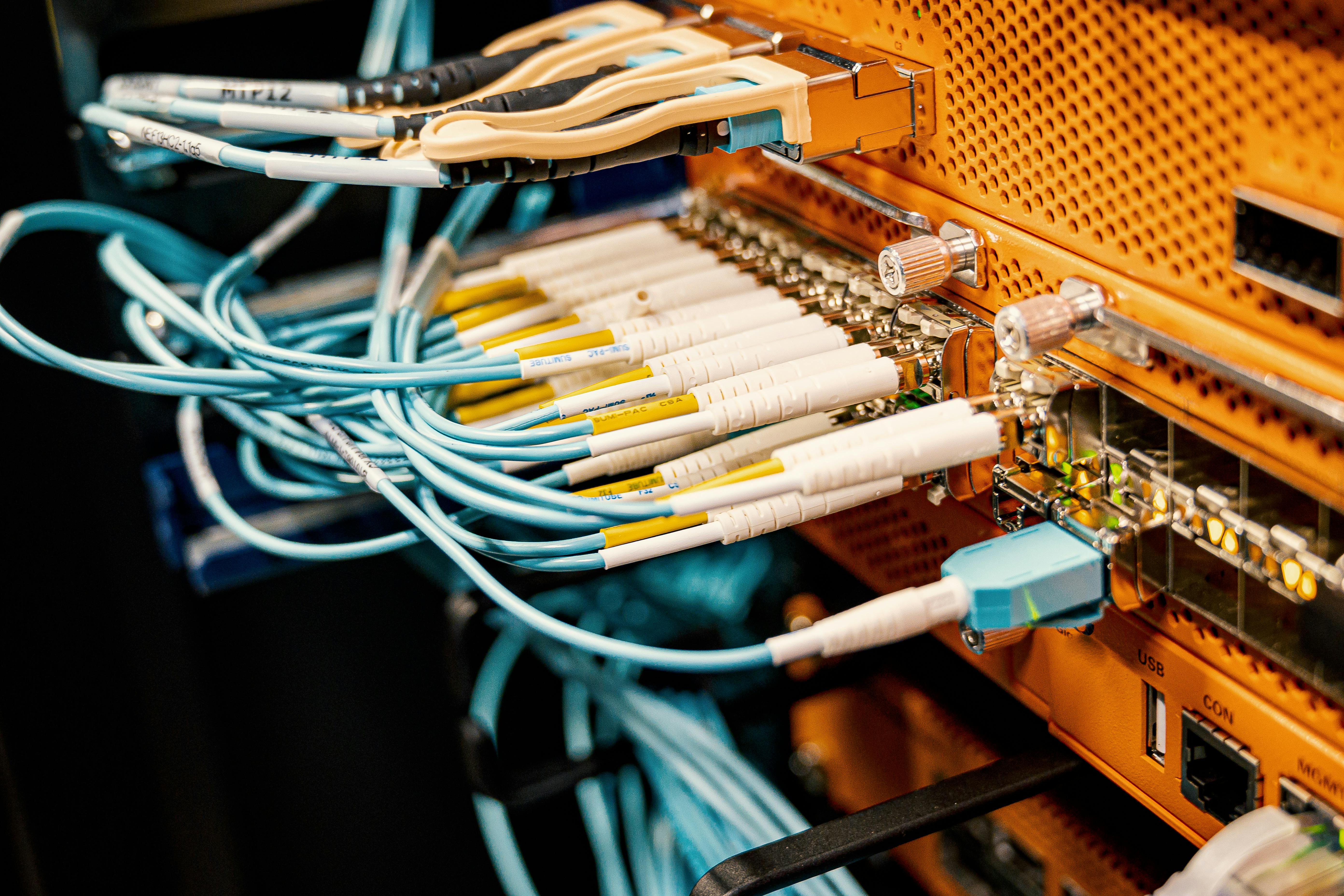 Internet and cable TV technician at work
